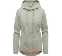 Ragwear Damen leichte Übergangsjacke kurzer Parka Jacke mit verstellbarer Kapuze und Taillenzugkordel Dankira Dusty Olive Gr. XL