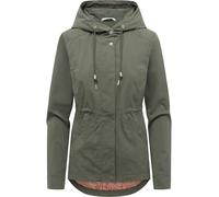 Ragwear Damen leichte Übergangsjacke kurzer Parka Jacke mit verstellbarer Kapuze und Taillenzugkordel Dankira XS-3XL