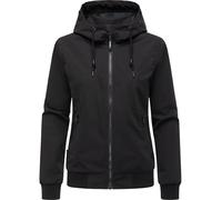 Ragwear Damen leichte Übergangsjacke wasserdichte und atmungsaktive Funktionsjacke kurz mit Kapuze Oggie YOUMODO Black Gr. L