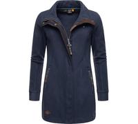 Ragwear Damen Leichter Fleece-Übergangsmantel lang windabweisend mit hohem Kragen Letrice Fleece Navy Gr. M