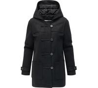 Ragwear Damen leichter, kurzer Wintermantel in Wolloptik mit Reißverschluss und Knopfleiste im Duffle Style Parka Duffina YOUMODO Black Gr. XS