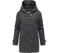 Ragwear Damen leichter, kurzer Wintermantel in Wolloptik mit Reißverschluss und Knopfleiste im Duffle Style Parka Duffina YOUMODO Dark Grey Gr. M