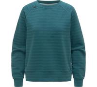 Rundhalspullover RAGWEAR "Joann Crepe", Damen, Gr. S (36), dunkelpetrol, Material: 65% Baumwolle, 27% Polyester, 6% Viskose, 2% Elasthan, lässig geschnitten hüftlang, Rundhals, Ärmel ohne Ärmelschlitz