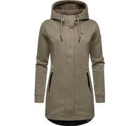 Ragwear Damen leichter Rippstrick-Übergangsmantel lang windabweisend mit Kapuze Letti Bonded Mocca24 Gr. M