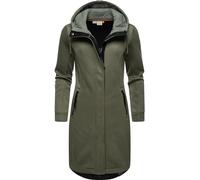 Ragwear Damen leichter Rippstrick-Übergangsmantel lang windabweisend mit Kapuze Letti Long Bonded Olive Gr. M