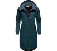 Ragwear Damen leichter Rippstrick-Übergangsmantel lang windabweisend mit Kapuze Letti Long Bonded Petrol Gr. M