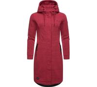 Ragwear Damen Leichter Sweat Übergangsmantel lang windabweisend mit Kapuze Letti Long Raspberry Gr. S