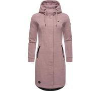 Ragwear Damen Leichter Sweat Übergangsmantel lang windabweisend mit Kapuze Letti Long Mauve Gr. M
