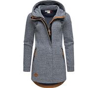 Ragwear Damen leichter Sweat Übergangsmantel lang windabweisend mit Kapuze Letty Intl. Blue22 Gr. S