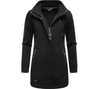 Ragwear Damen Leichter Sweat-Übergangsmantel lang windabweisendl mit hohem Kragen Letrice Bonded Black Gr. M