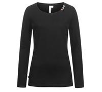 Ragwear Damen Longsleeve Fllorah Long GOTS Langarmshirt mit Zierknöpfen 2511-25001 Black (1010) XXL