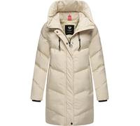 Ragwear Damen Mantel lange warme wasserdichte Winterjacke mit hohem Kragen und Kapuze Avelin YOUMODO Ecru Gr. L