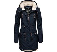 Ragwear Damen Mantel lange warme Winterjacke mit Teddyfell-Kapuze Elsie Intl Navy22 Gr. L