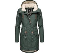 Ragwear Damen Mantel lange warme Winterjacke mit Teddyfell-Kapuze Elsie Intl Pine Green23 Gr. L