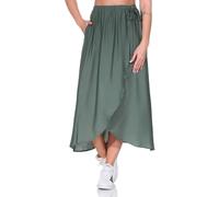 Ragwear Damen Midi-Rock in Wickeloptik Sabinna Langer Sommerrock einfarbig 2511-45004 Baltic (4033) XXL