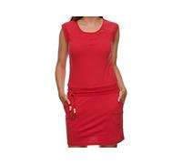 Ragwear Damen Penelope Kurzarmkleid, Frauen Kleid,Freizeitkleid,Sommerkleid,Shirtkleid,Kurzarm,Gummizug an der Taille,Regular Fit,Rot,XXL