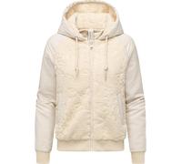 Plüschjacke RAGWEAR "Talianita YOUMODO", Damen, Gr. XXL (44), elfenbeinfarben, Material: 100% Polyester, gerade hüftlang, hoch geschlossener Ausschnitt, Ärmel ohne Ärmelschlitz Rippbündchen, Jacken, L