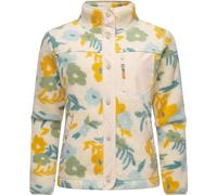 Ragwear Damen Plüschjacke im Blumenmuster kurze Teddyfleece-Jacke warm mit hohem Kragen und Brusttasche Appopis Print Beige Gr. 5XL