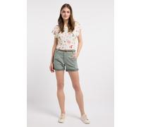 Shorts RAGWEAR "HEEVEN", Damen, Gr. 27, N-Gr, dusty grün, Web, Obermaterial: 98% Baumwolle, 2% Elasthan, unifarben mit Farbeinsatz, kurz, Hosen Shorts, leicht verwaschener Twill zum Umschlagen mit Gür