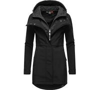 Ragwear Damen Softshellmantel Lange Übergangsjacke Outdoormantel mit Kapuze Ybela Black22 Gr. 6XL