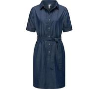 Ragwear Damen Sommerkleid Kurzarm Midikleid in Denim-Optik mit Haifisch-Kragen und Taillenband Rozyna Denim YOUMODO XS-3XL