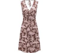 Ragwear Damen Sommerkleid leichtes Minikleid kurzes gemustertes Strandkleid mit V-Ausschnitt Aini Print Dark Choco Gr. XS