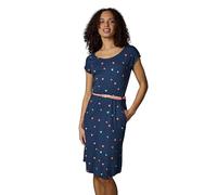 Kurzarm Midikleid mit Herz-Print und Taillengürtel "Lilithe Hearts YOUMODO" Night Blue S