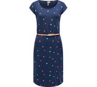 Ragwear Damen Sommerkleid Midikleid mit Herzchen-Print und geflochtenem Taillengürtel Lilithe Hearts YOUMODO Night Blue Gr. M