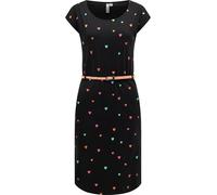 Ragwear Damen Sommerkleid Midikleid mit Herzchen-Print und geflochtenem Taillengürtel Lilithe Hearts YOUMODO Black Gr. L