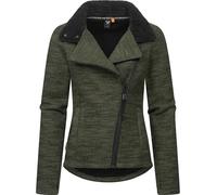 Strickfleecejacke RAGWEAR "Saskie Melange" Gr. XXL (44), grau (graugrün) Damen Jacken (94601810-XXL) graugrün