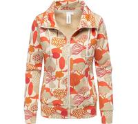 Ragwear Damen Sweatjacke Trainingsjacke Sportjacke mit Allover-Print Ronette Print Ecru Gr. 3XL