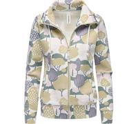 Sweatjacke RAGWEAR "Ronette Print", Damen, Gr. XXL (44), elfenbeinfarben, 70% Baumwolle, 30% Polyester, tailliert hüftbedeckend, hoch geschlossener Ausschnitt, eng Rippstrickbündchen, Sweatjacken Swea