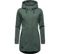 Ragwear Damen leichter Rippstrick-Übergangsmantel lang windabweisend mit Kapuze Letti Bonded Pine Green Gr. M