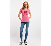 Kurzarmshirt RAGWEAR "FLLORAH PP GOTS", Damen, Gr. L, rose, Jersey, Obermaterial: 100% Baumwolle, bedruckt, regular fit hüftbedeckend, Rundhals, Umschlagsaum, Shirts (69930944-L) rose