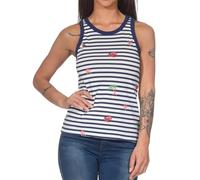 Ragwear Damen Tank Top Trägershirt Gestreift mit Obst und Cocktail Print ärmelloses Sommershirt Julyana Stripes 2611-10007 Night Blue (2022) XXL