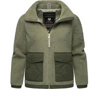 Ragwear Damen Teddy-Fleecejacke warme Plüschjacke mit gesteppten Details Arctika Dusty Olive Gr. XXL