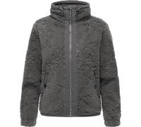 Ragwear Damen Teddy-Fleecejacke warme Übergangsjacke Plüschjacke mit verstellbarem Kragen Nordicka II Stone Grey Gr. XXL