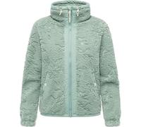 Ragwear Damen Teddy-Fleecejacke warme Übergangsjacke Plüschjacke mit verstellbarem Kragen Nordicka II Dusty Green Gr. L