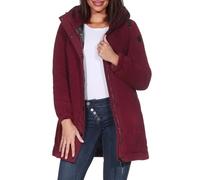 Ragwear Damen Teddyfleece-Kurzmantel lange Plüschjacke mit Kapuze Cousy 2521-30046 Wine Red (4055) XL