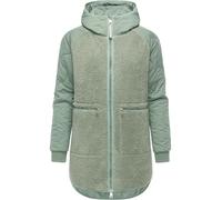 Ragwear Damen Teddyfleece Kurzmantel warmer Plüschmantel mit Kapuze Longeddy YOUMODO Dusty Green25 Gr. XXL