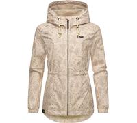 Ragwear leichte Damen Übergangsjacke wasserdichte Outdoorjacke mit floralem Allover-Print und Kapuze Dankka Spring YOUMODO Beige Gr. 4XL