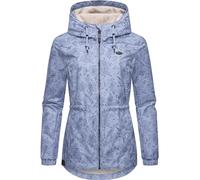 Ragwear leichte Damen Übergangsjacke wasserdichte Outdoorjacke mit floralem Allover-Print und Kapuze Dankka Spring YOUMODO Blue Gr. 5XL
