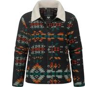 Ragwear Damen Übergangsjacke in Wolloptik leichte Winterjacke mit Teddyfell-Kragen Walinea Ikat Black Gr. XL