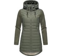 Ragwear Damen Übergangsjacke leichte lang Steppjacke mit weichen Ärmeln und Kapuze Sandrra Long Olive Gr. XXL