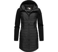 Ragwear Damen Übergangsmantel Lange leichte Steppjacke mit Kapuze und weichen Ärmeln Lucinda Long Black Gr. M