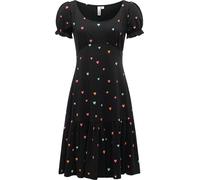 Ragwear Damen Verspieltes Sommerkleid leichtes Kurzarm Midikleid Orise Print Black Gr. XL