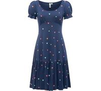 Ragwear Damen Verspieltes Sommerkleid leichtes Kurzarm Midikleid Orise Print Night Blue Gr. M