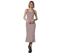 Ragwear Damen Wadenlanges Sommerkleid mit Schlüssellochausschnitt Midikleid mit Feinripp Montyca Stripes YOUMODO Burgundy Gr. XS