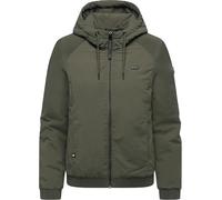 Ragwear Damen warme Übergangsjacke kurze Bomberjacke mit elastischen Bündchen und verstellbarer Kapuze Chinta Warm YOUMODO Dark Olive Gr. 3XL