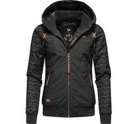 Ragwear Damen warme wasserdichte Winterjacke mit Kapuze Nuggie Zig Zag Intl. Black22 Gr. L